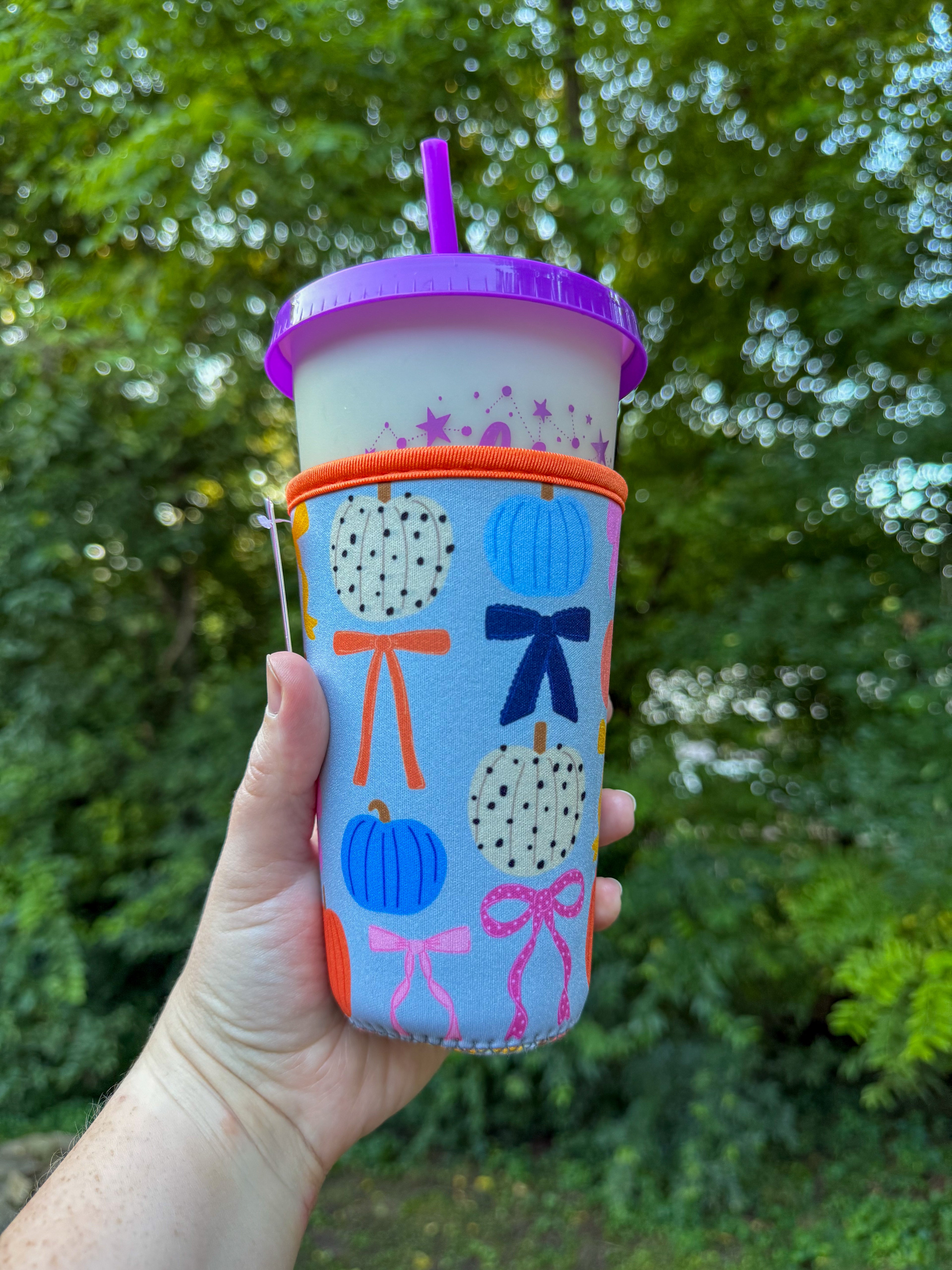 Fall Pumpkins & Coquette Bows Drink Sleeve